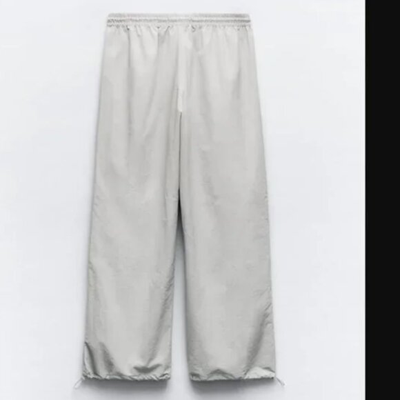 NWT ZARA NYLON PANTS WITH POCKETS BLUE GRAY - Picture 5 of 7